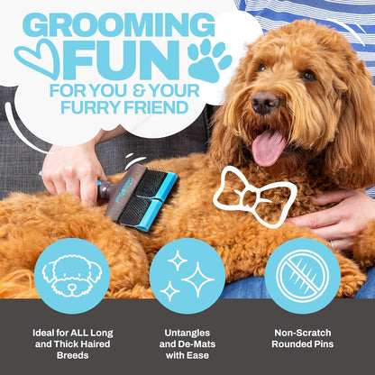 , Slicker Brush for Dogs, Dual Head Dog Hair Brushes, Flexible Head Slicker for Dogs, Poodle, Labradoodle, Sheepadoodle, Tangle-Free Grooming, Healthy & Shiny Coat Pet Brushes